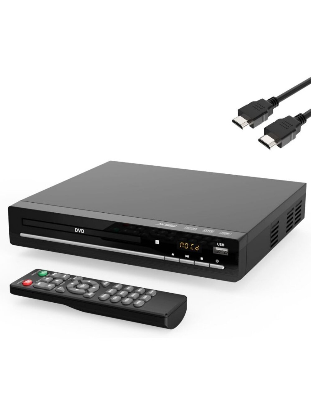 Compact Region-Free DVD Player with 1080p HDMI Upscaling & Remote, Multi-Format